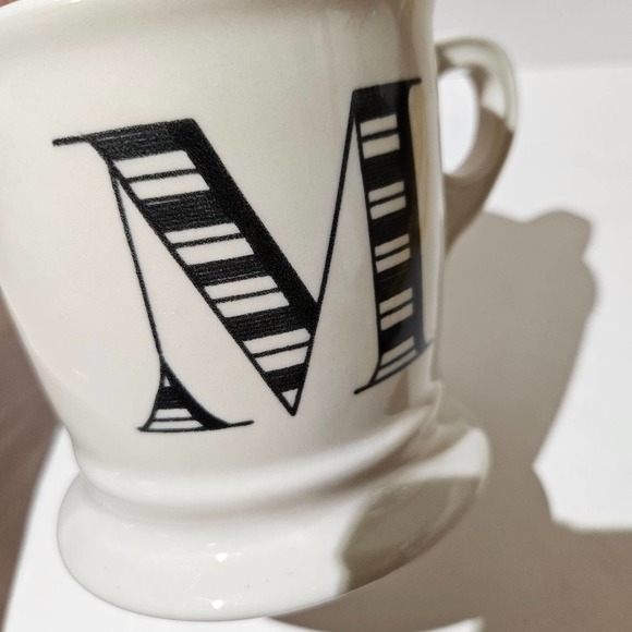 Anthropologie M Monogrammed Coffee Tea Mug‎ White Ceramic Anthro - Picture 3 of 8
